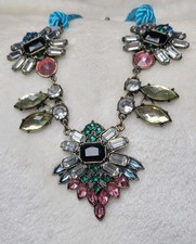 H&M Big Jewel Statement Necklace Rope Style Blue