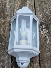 Outdoor White Wall Lights Garden Shed House Walls Hardwired Mains Metal Case