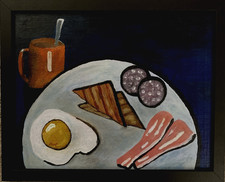 Framed English Breakfast oil painting on board