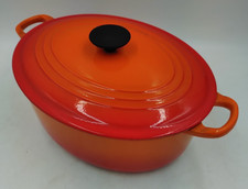 Le Creuset Oval Casserole Dish Dutch Oven Volcanic Orange Cast Iron Oven Size F
