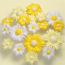 Edible fondant daisies - edible, yellow