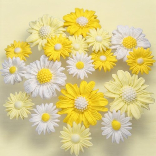 Edible fondant daisies - fondant, yellow
