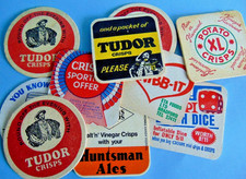 10 nostalgic vintage crisps theme beer mats. TUDOR, MEREDITH, SMITHS