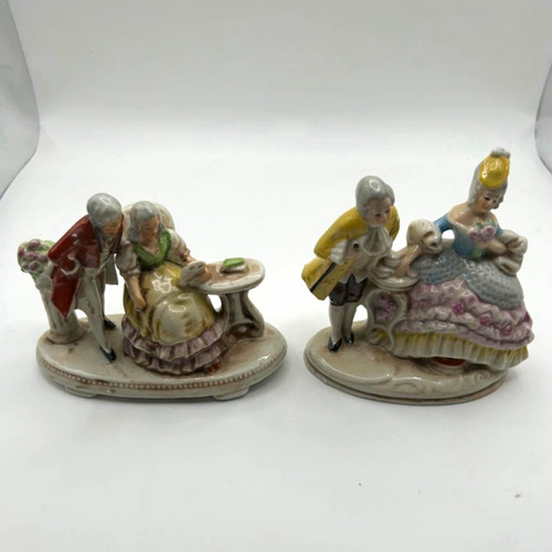Pair porcelain hand painted - pair,