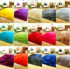 New Soft Living Room Area Mat Silky Soft Shag Pile Modern Mats
