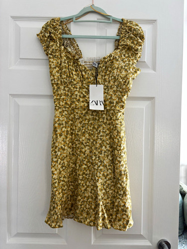 Zara yellow floral mini - yellow, dress