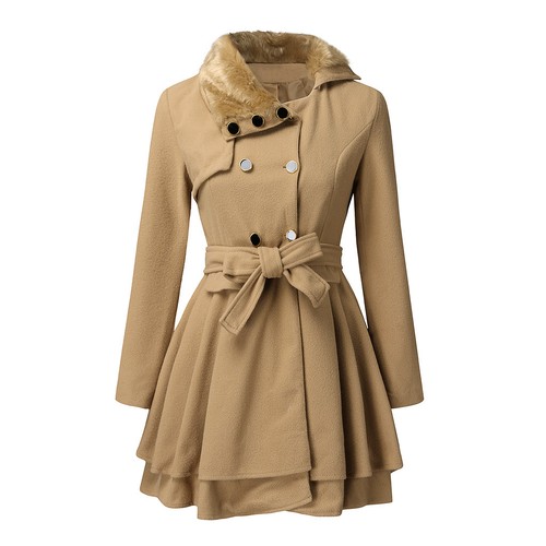Lapel long sleeved double - long,