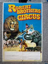 Vintage 1977 Robert Brothers Circus poster (tiger, lion, horses, elephant)
