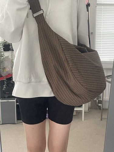 Oversized plaid shoulder bag - plaid,