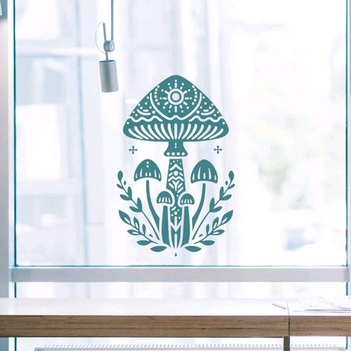 Folk art mushrooms vinyl - mushrooms, decal