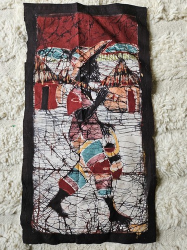 African batik wall art signed - wall,