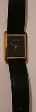 MONTINE swiss Quartz Watch Black Dial Gold Tone Case Black Leather Strap new ?