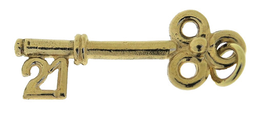 21st gold pendants key - , 9ct