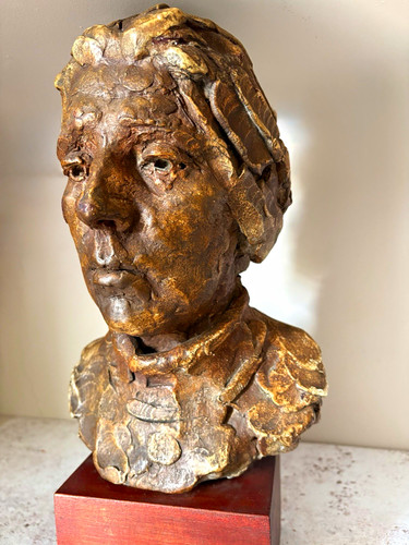 Tabletop painted plaster head - plaster,