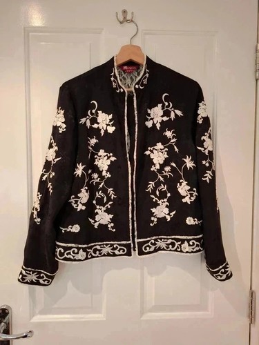 Monsoon silk lace open jacket