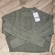 Zara khaki green Cable Knitted