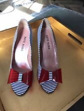 kate kuba shoes, Stripy Blue And White Fabric Heels. Red Now. UK Size 5. Ladies