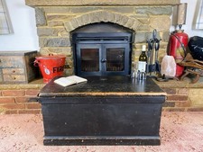 Old Antique Pine Chest, Vintage Wooden Storage Trunk, Blanket Box, Coffee Table.