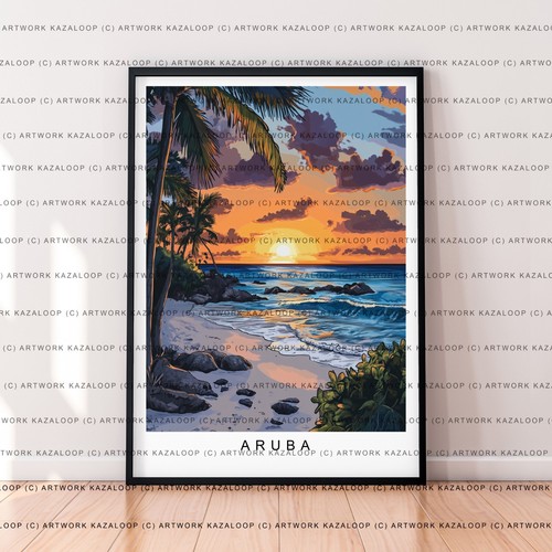 Aruba art illustration print - aruba,