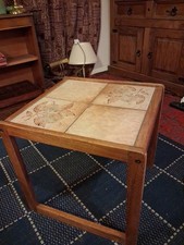 Vintage Tile Topped Teak Coffee Side Table Mid Century Retro 70s Danish Style