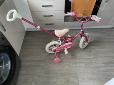 Apollo Sparkle Kids Bike, 12" Wheel, 3-6yrs, Stabilisers, Parent Handle