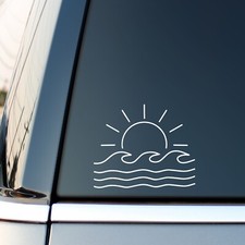 Sun Waves Sticker Car Camper Van Summer Vibes Caravan Window Bumper Vinyl Decal