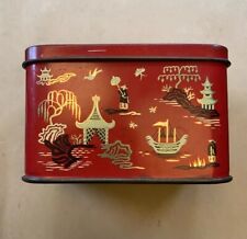Vintage Tin Tea Caddy - Chinese Themed