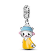 Genuine Sterling Silver 925 female cat kitten nurse girl charm
