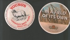 2 x YOUNGS Brewery Beermats /