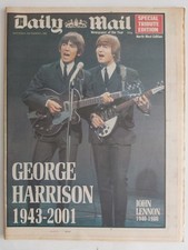 DAILY MAIL NEWSPAPER GEORGE HARRISON TRIBUTE 2001  BEATLES 