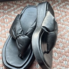 DUNE BLACK LEATHER SANDALS