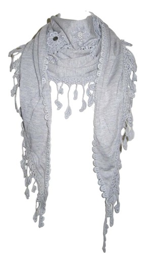 Grey triangle scarf - shawl, or