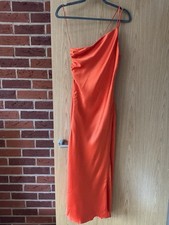 Zara Asymmetric Midi Slip Dress Orange Occasion Summer Holiday S