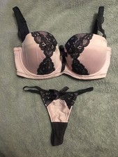 La Senza Lingerie Underwear Pink & Grey Set UK Size 32DD Bra Underwired Thong 8