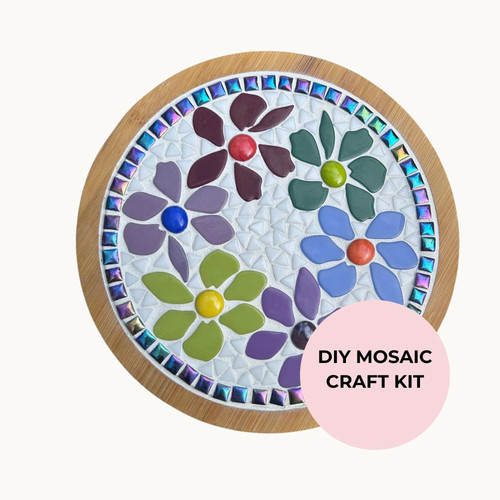 Rainbow blooms mosaic trivet - mosaic,
