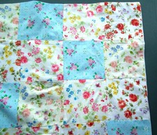 Handmade patchwork cushion cover floral cotton fabric flowers blue vintage ?