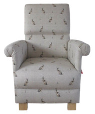 Nursery Chair Beige Fryetts Hartley Hare Natural Fabric Adult Armchair Rabbits 