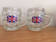 2 Half Pint Glass Dimpled Mugs I’m  Backing Britain Campaign 1968 Brexit Reform