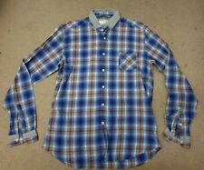 Poggianti Blue Checkered Long Sleeved Shirt Size 42 Chest 16.5 Collar
