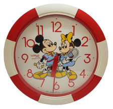 Walt Disney Vintage Mickey & Minnie Mouse Lorus Quartz Wall Clock 1980's Japan
