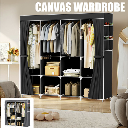 Large fabric canvas wardrobe - large,
