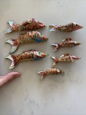 Vintage Chinese Articulated Koi Fish Cloisonné Enamel Pendant Gilt/Silver