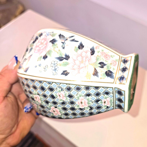 Lidded ceramic floral - ceramic,