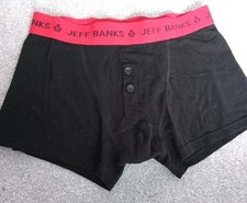 Mens Boxer Shorts Jeff Banks Red Underwear Button Fly Cotton Pants size S