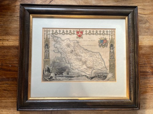 Antique c1850s isle man map - antique,