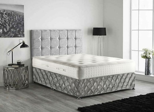 Silver crushed velvet divan - crushed,