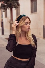 Velvet fabric braid hairband - fabric,