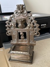 Rare Antique Indian Cast 2 Part Bronze Hindu Deity Throne 19th Century 18cm 741g