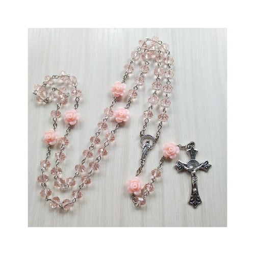 Rose crystal rosary - rose,