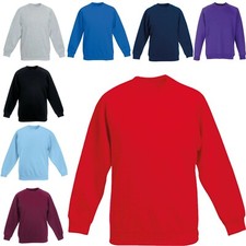 Kids Uniform Fleece Jumper Boys Girls School Crew Neck Sweatshirt Pullover Top